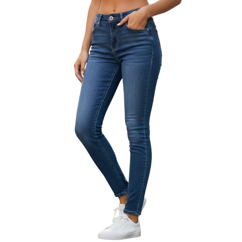 Hollister Jeans Womens 3S Blue High Rise Super Skinny Stretch Denim Short